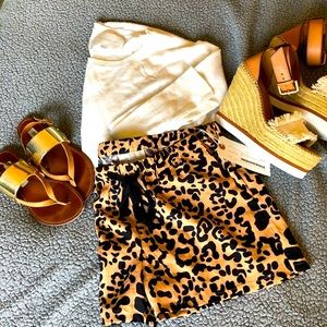 NWT Wren Leopard Print Soft Shorts, Natrl, XS